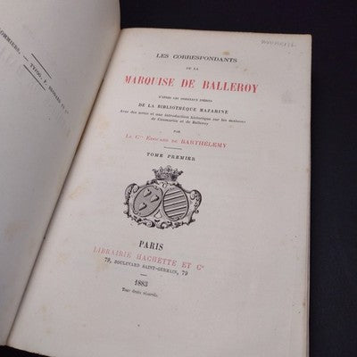 Les Correspondants De La Marquise De Balleroy, Tomes 1&2 1883 French Paperbacks