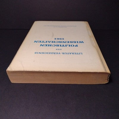 Literature-Verzeichnis Der Politischen Wissenschaften 1961, German Paperback