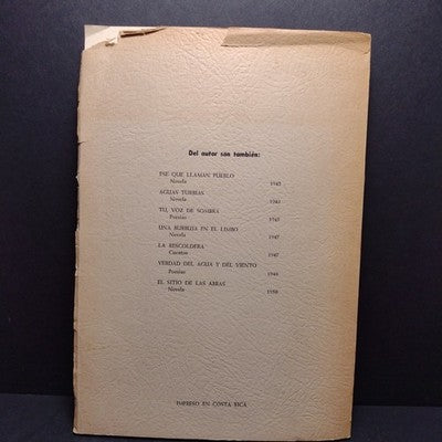 Historias De Tata Mundo Por Fabian Dobles - 1955 Spanish Paperback