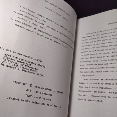 Ming History : An Introductory Guide to Research by Ann Waltner, 1994 Softcover