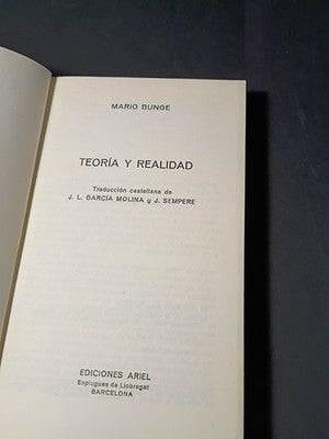 Theory and Reality by Mario Bunge  1972 (Spanish Edition) Paperback