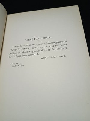 John Fiske ESSAYS HISTORICAL AND LITERARY 2 VOLUME SET 1902 Exlibris