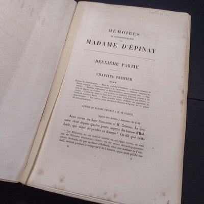 Memoires De Madame D'Epinay Tome Second par M. Paul Boiteau - 1863 Paperback