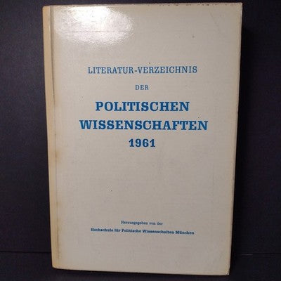 Literature-Verzeichnis Der Politischen Wissenschaften 1961, German Paperback