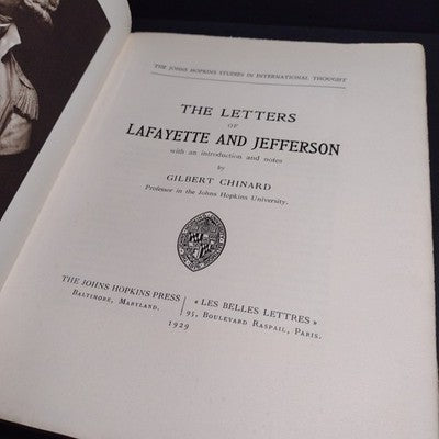 The Letters of Lafayette and Jefferson by Gilbert Chinard -1927 1st Ed Paperback