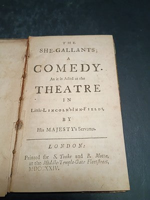 The She-Gallants: A Comedy 1724 London Tooke And Motte Exlibris