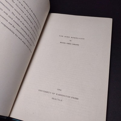 The Nien Rebellion By Siang-Tseh Chiang - 1954 Hardcover - Ex Libris F. Wakeman