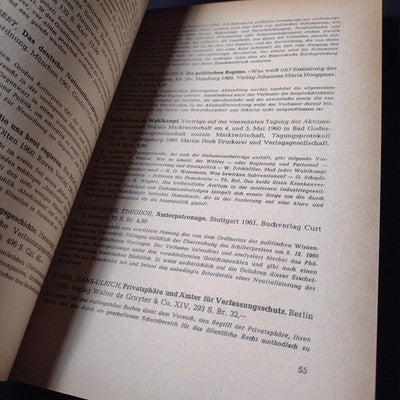 Literature-Verzeichnis Der Politischen Wissenschaften 1961, German Paperback