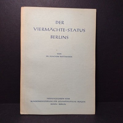 Der Vier Mächte-Status Berlins von Dr. Joachim Rottmann - German Paperback 1959