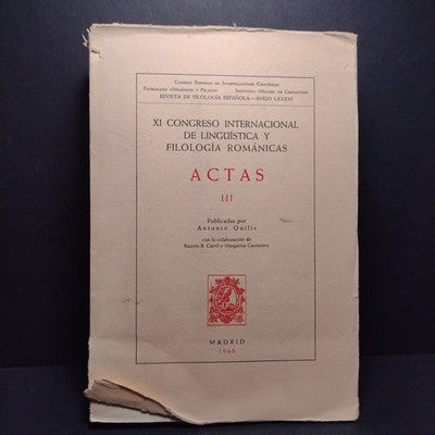 XI Congreso Internacional de Linguistica y Filología Romanicas Actas III - 1968