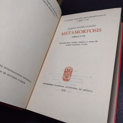 Ovidio Metamorfosis: Libros I-XV, Ruben Bonifaz Nuno -1980 Spanish (2 Books)