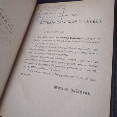Gramática Razonada de La Lengua Espanola por Matias Salleras, 1887 2nd Edition