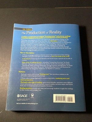 THE PRODUCTION OF REALITY: ESSAYS AND READINGS ON SOCIAL By Jodi Obrien
