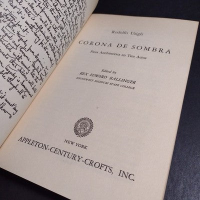 Corona De Sombra Por Rodolfo Usigli - 1961 Spanish Paperback
