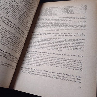 Literature-Verzeichnis Der Politischen Wissenschaften 1961, German Paperback