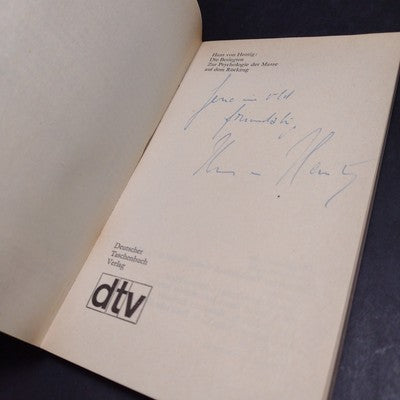 Hans Von Hentig: Die Besiegten -Signed Copy, German Paperback, 1966