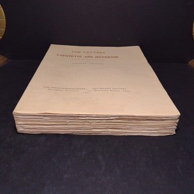 The Letters of Lafayette and Jefferson by Gilbert Chinard -1927 1st Ed Paperback