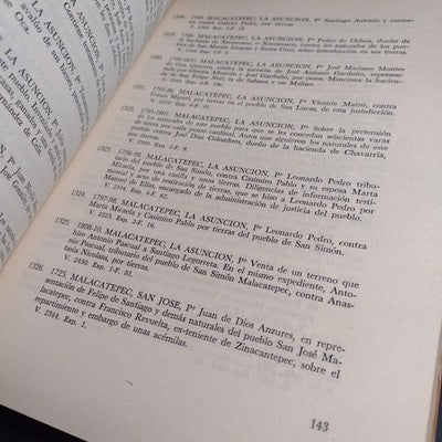 Indice De Documentos Relativos a los Pueblos del Estado de Mexico - 1966 1st Ed.