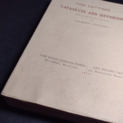 The Letters of Lafayette and Jefferson by Gilbert Chinard -1927 1st Ed Paperback