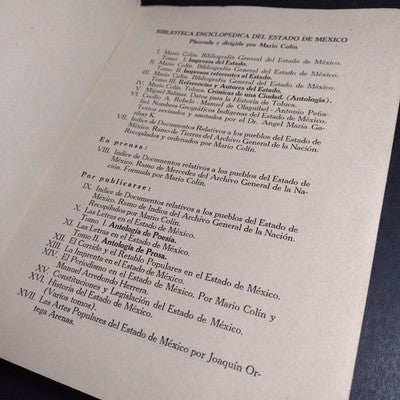 Indice De Documentos Relativos a los Pueblos del Estado de Mexico - 1966 1st Ed.