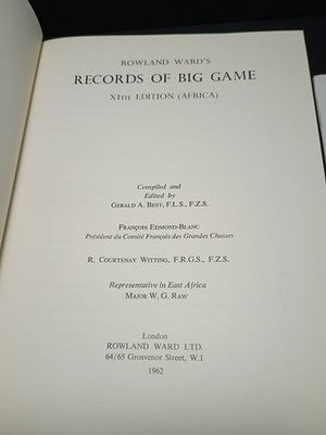 1962 Rowland Ward's Records of Big Game Africa Illustrated