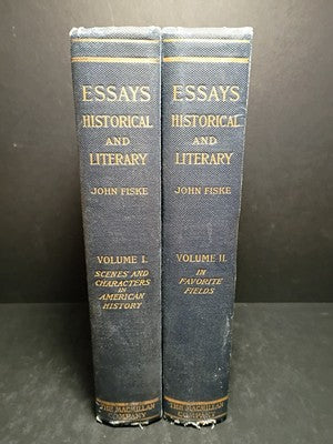 John Fiske ESSAYS HISTORICAL AND LITERARY 2 VOLUME SET 1902 Exlibris