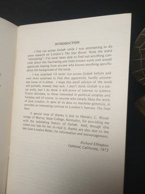 Jack London / GOLIAH A UTOPIAN ESSAY 1973