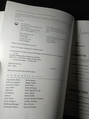 THE PRODUCTION OF REALITY: ESSAYS AND READINGS ON SOCIAL By Jodi Obrien