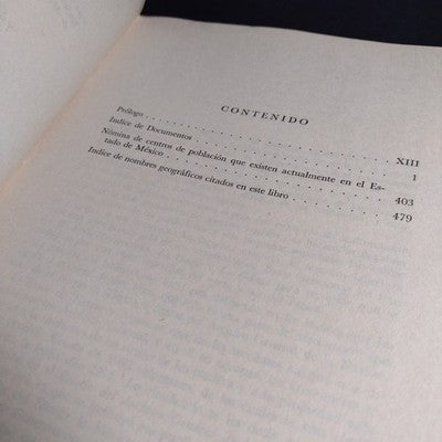 Indice De Documentos Relativos a los Pueblos del Estado de Mexico - 1966 1st Ed.