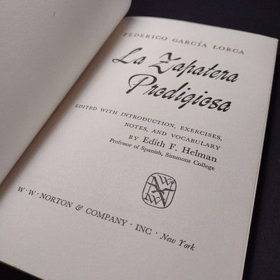 La Zapatera Prodigiosa, Federico Garcia Lorca , Edith Helman -Paperback 1952
