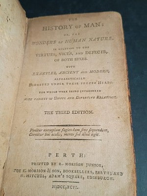 History of Man Wonders of Human Nature Virtues Vices and Defects Both Sexes 1796
