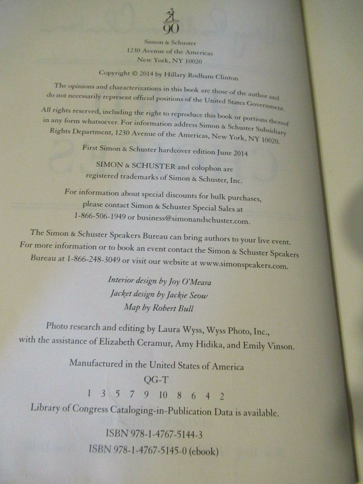 Hard Choices by Hillary Clinton -2014 Hardcover -First Edition -Biographies