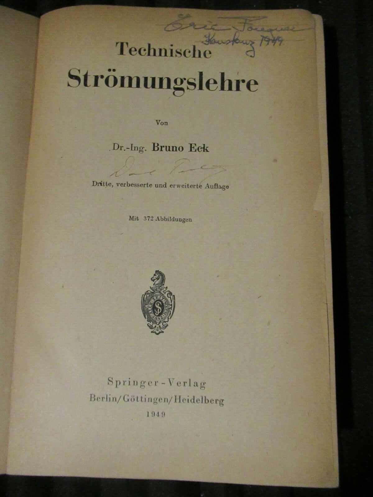 TECHNISCHE STROMUNGSLEHRE, Bruno Eck (1949) antique