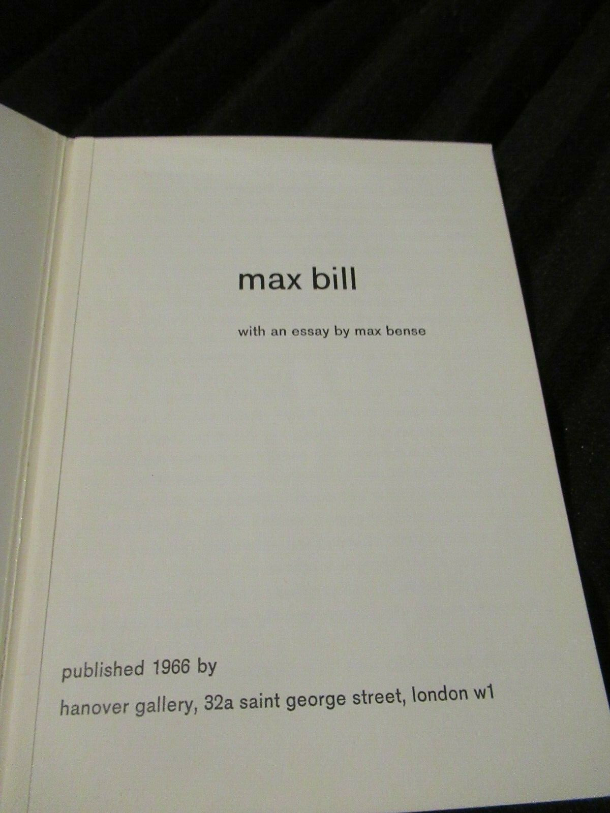 MAX BILL, Hanover Gallery Leaflet book from nov/dec 1966 Exhibition (Rare).