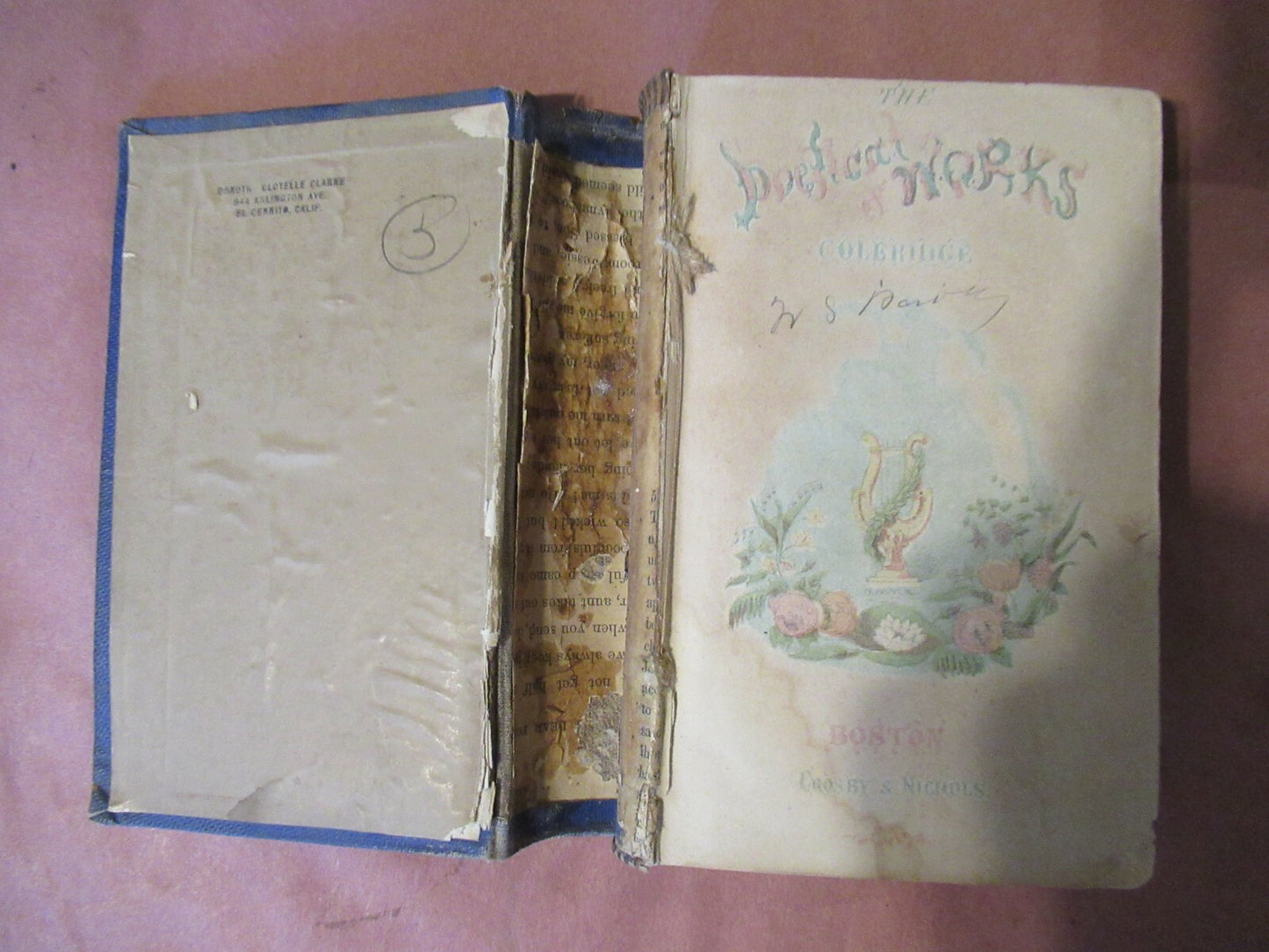 The Poetical And Dramatic Works of Samuel Coleridge -1866 -Exlibris W. S. Davies