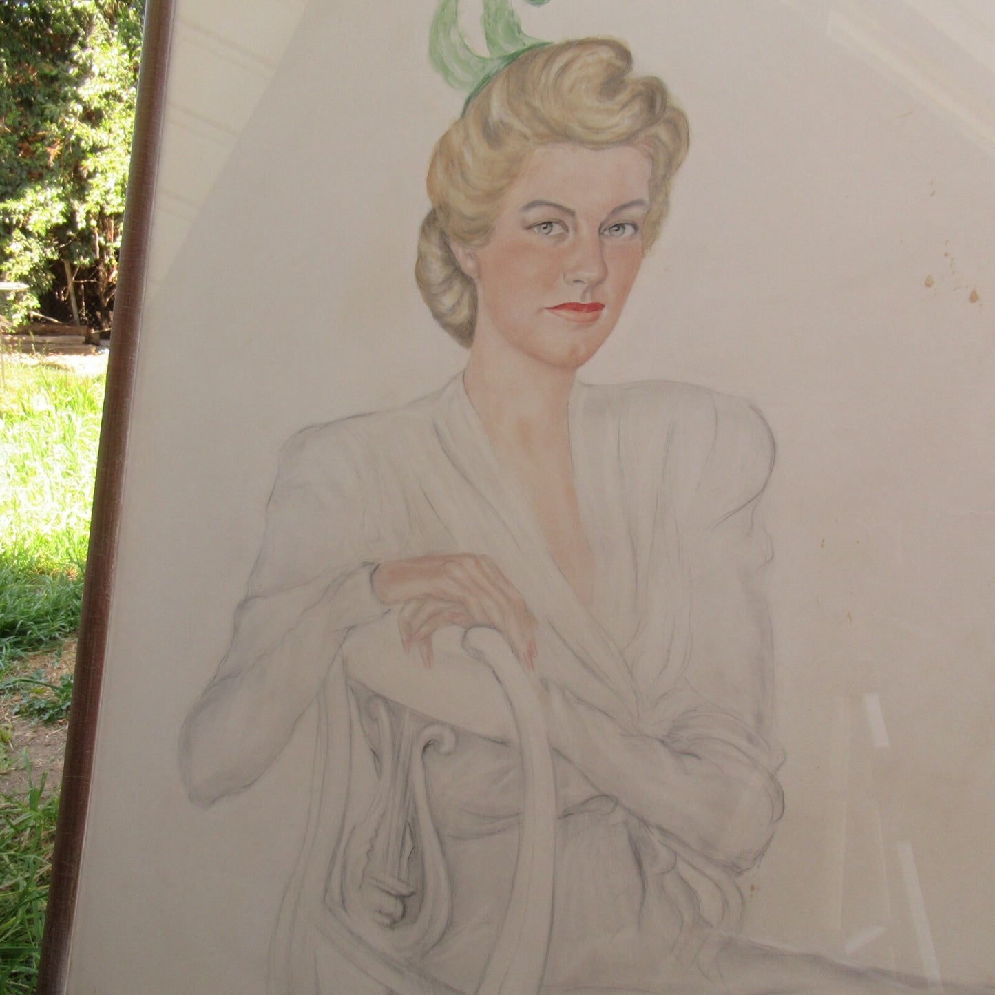 1944 Pastel Portrait of Katherine Hepburn, by Mariano Soyer De La Puente 35X26