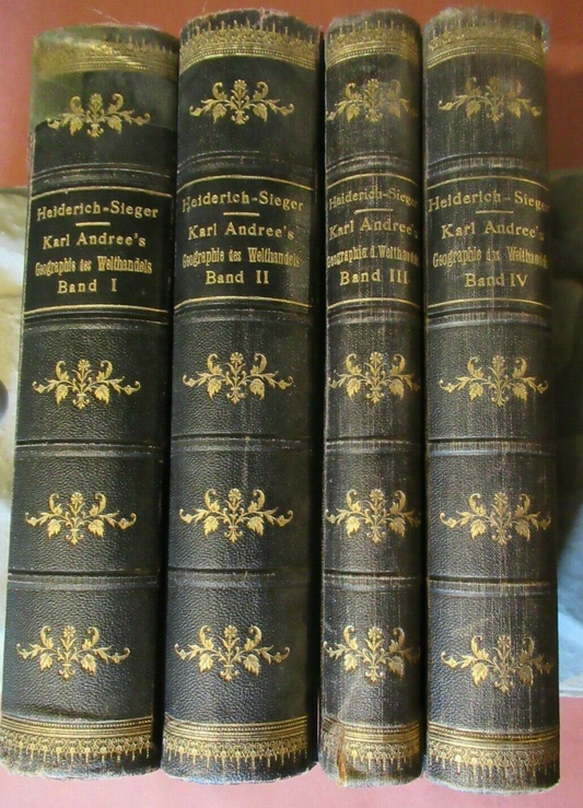 Karl Andree's Geographie Des Welthandels 1910, Vols 1-4 damaged