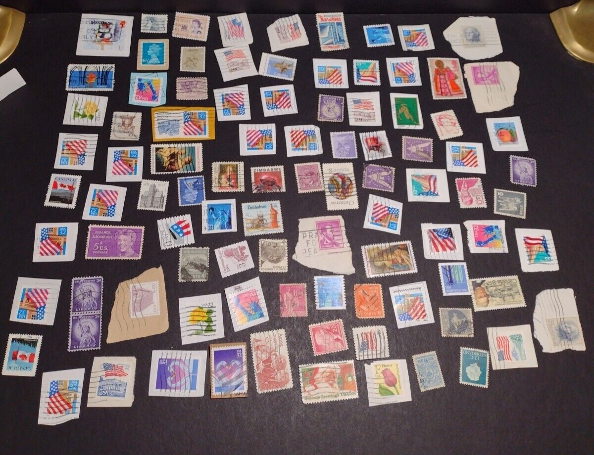 Vintage International Stamp Lot (D1) -Mixed On/Off Paper (Netherlands, US, +)
