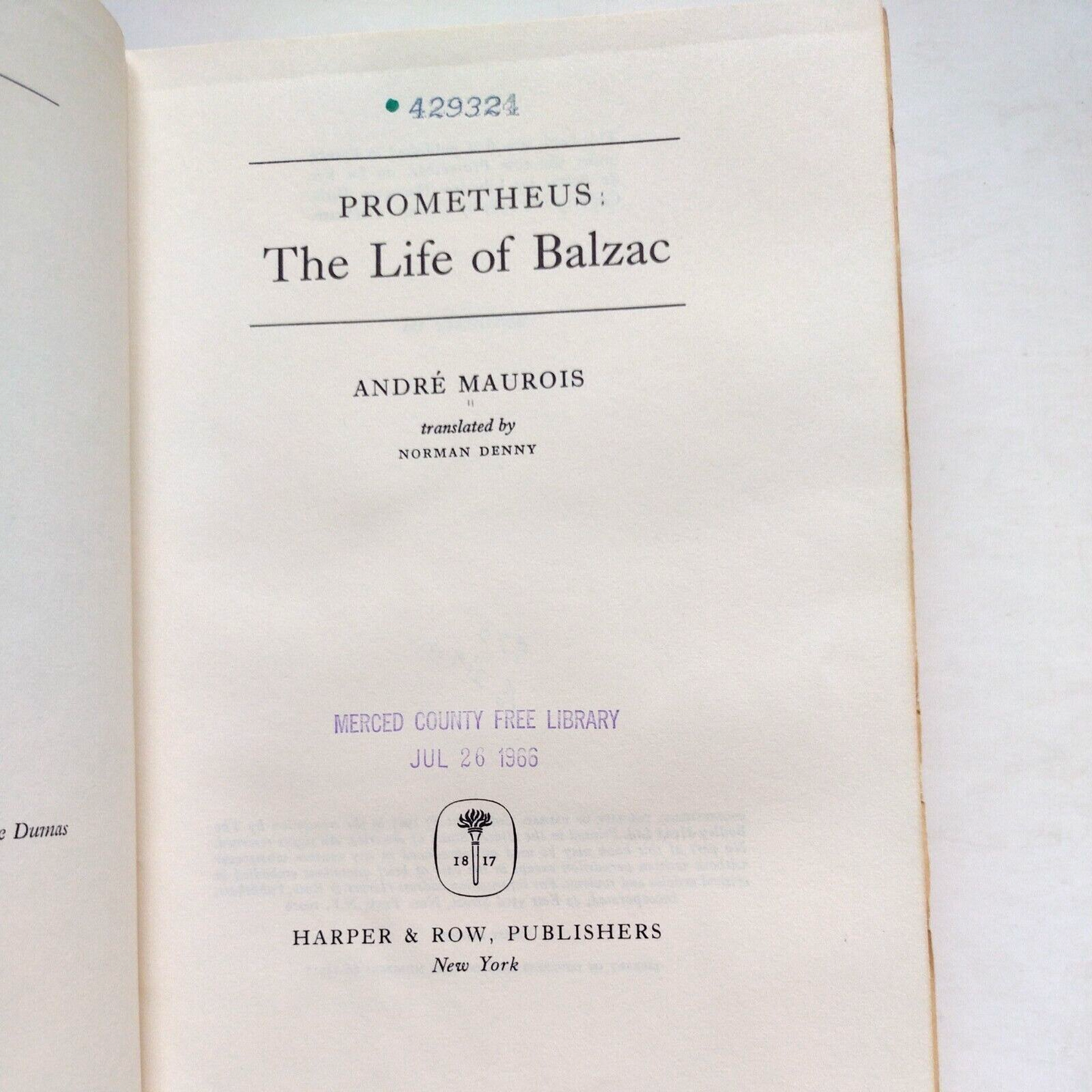 Prometheus The Life of Balzac Andre Maurois Hardcover Dust Jacket First Edition