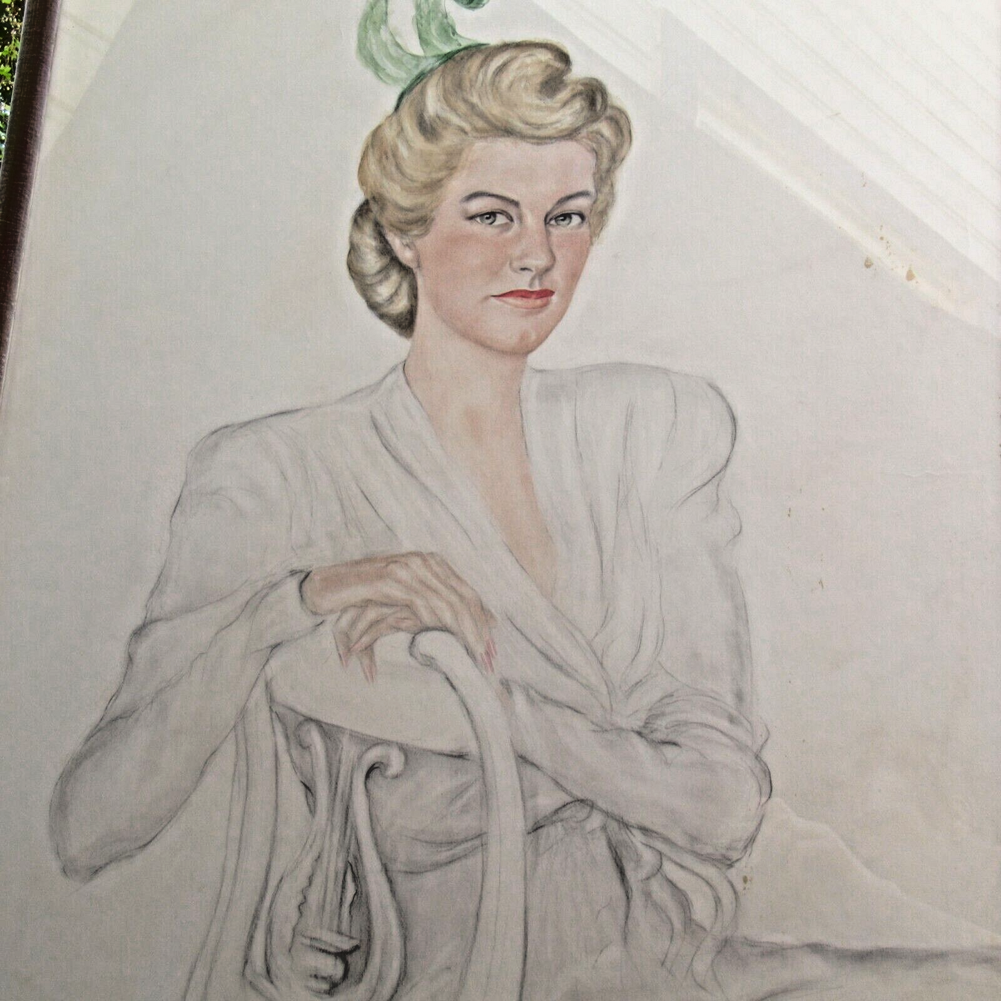 1944 Pastel Portrait of Katherine Hepburn, by Mariano Soyer De La Puente 35X26