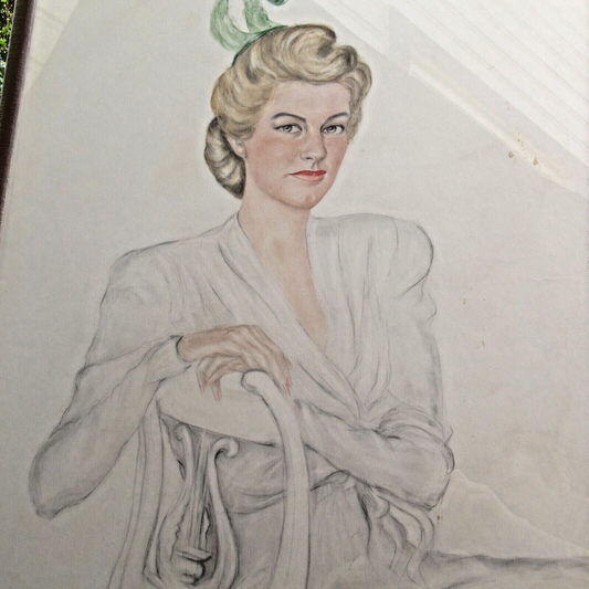 1944 Pastel Portrait of Katherine Hepburn, by Mariano Soyer De La Puente 35X26