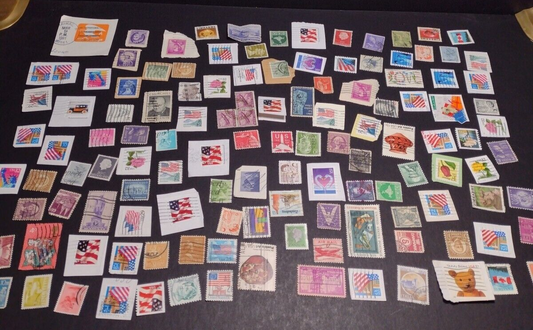 Vintage International Stamp Lot (E1) -Mixed On/Off Paper (US, Italy, Zimbabwe +)