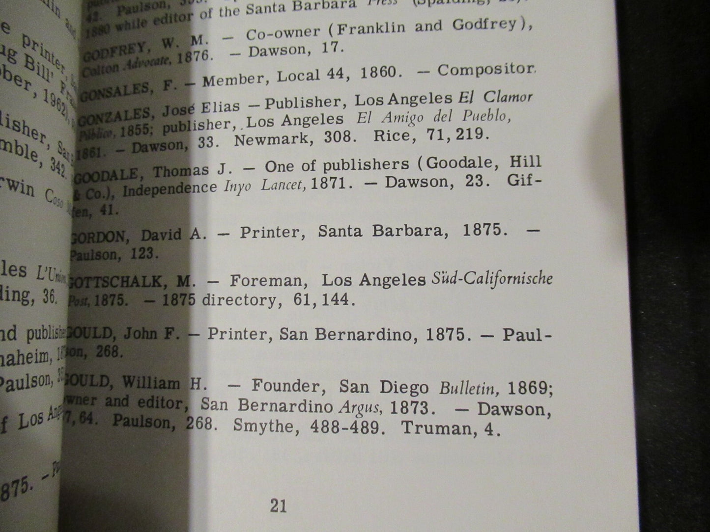 PRINTERS and PUBLISHERS IN SOUTHERN CA 1850-1876 by Edwin Carpenter -Softcover