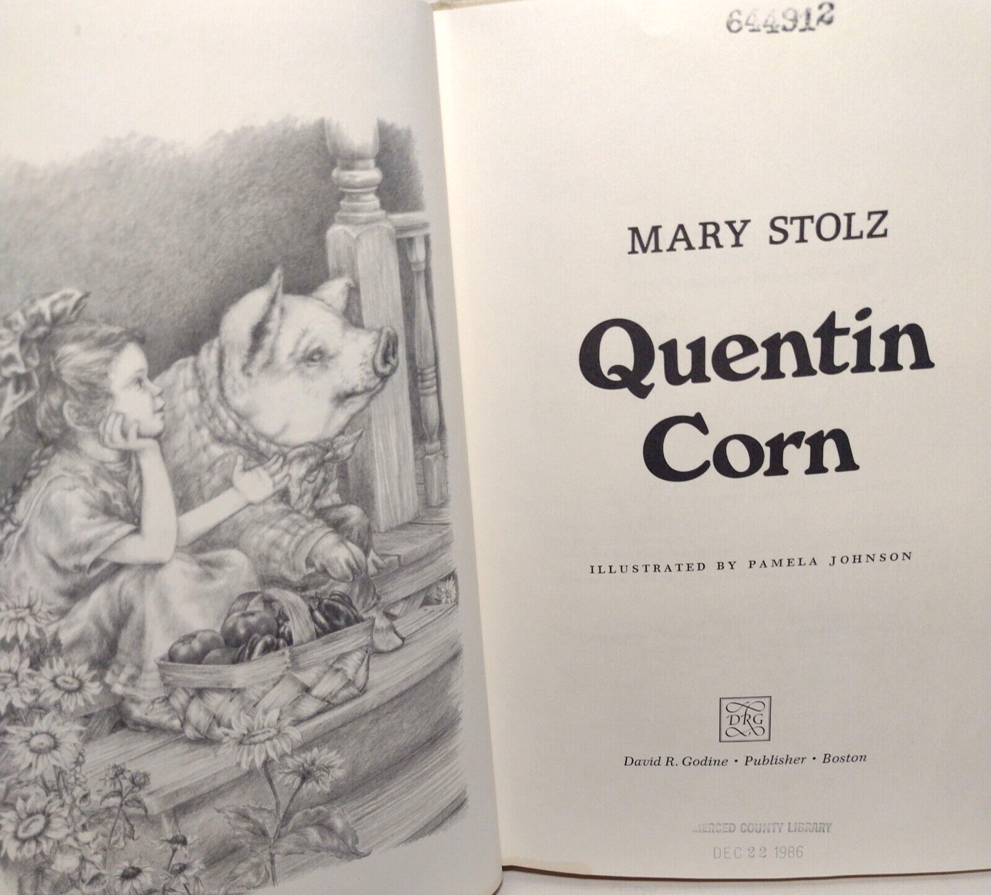 Quentin Corn by Mary Stolz -1985 Hardcover -First Edition