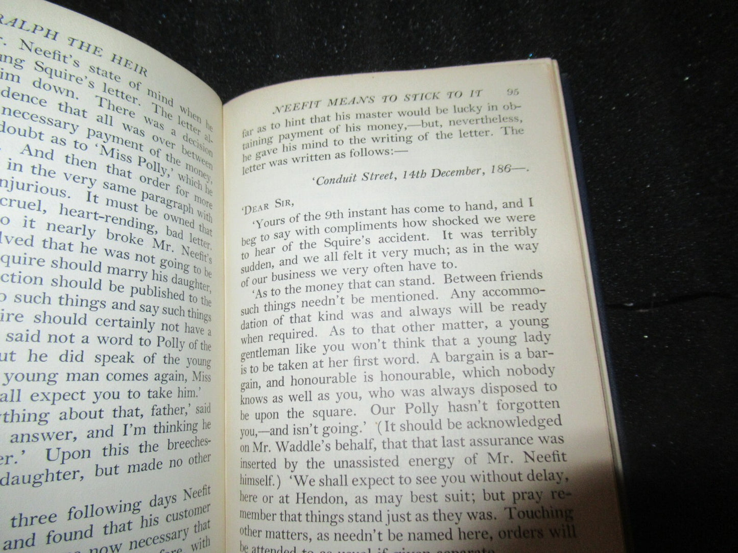 RALPH THE HEIR, Anthony Trollope 1939 Vol. 2 HC