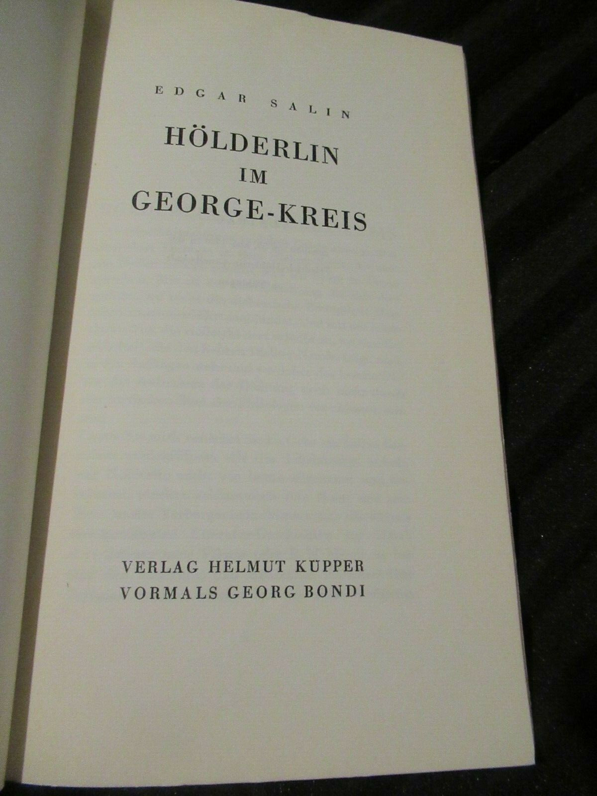 HOLDERLIN IM GEORGE-KREIS, Edgar Salin (1951).
