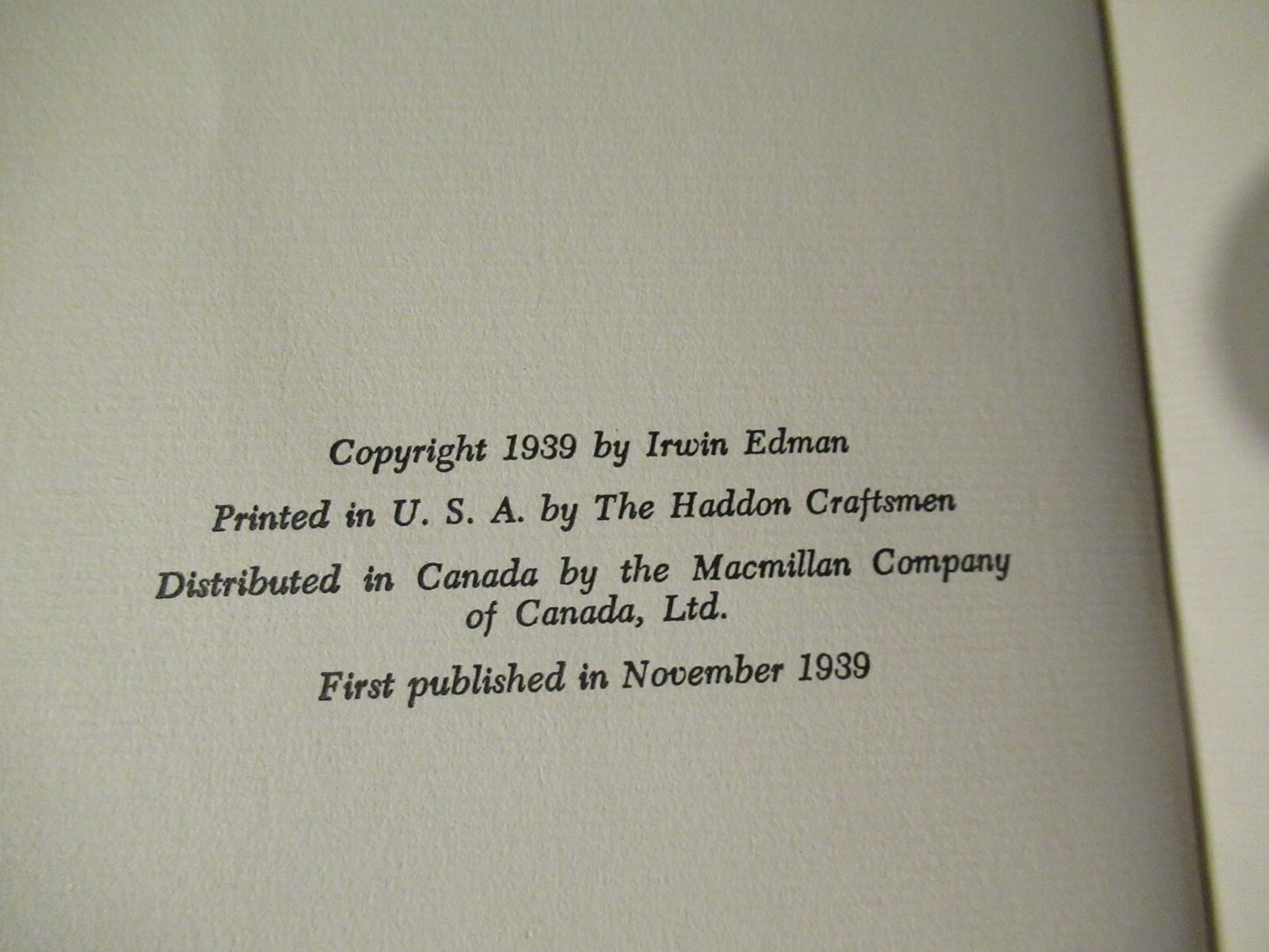 CANDLE IN THE DARK: A Postscript To Despair by Irwin Edman -1939 -1st Edition HC