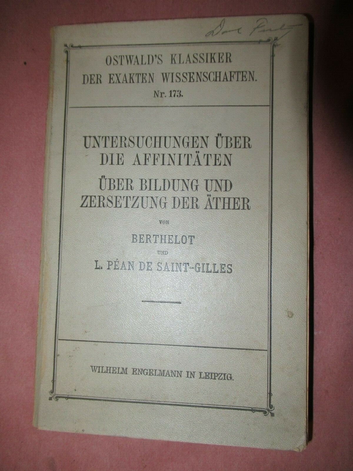 Untersuchungen Uber Die Affiniaten, Bertholet und L. Pean De Saint-Gilles #173..