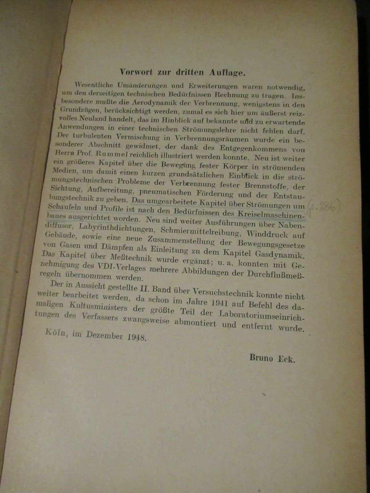 TECHNISCHE STROMUNGSLEHRE, Bruno Eck (1949) antique
