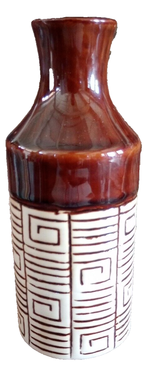 Brown Dual Glazed Bud Vase Stoneware 8 Inch Boho design